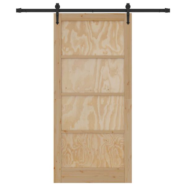 vidaXL Συρόμενη Πόρτα Φυσικό και μαύρο 93 x 202 cm