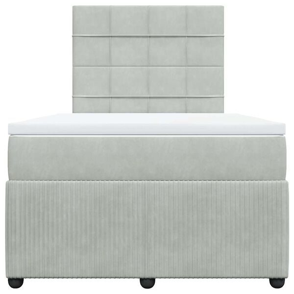 vidaXL Κρεβάτι Boxspring με Στρώμα Ανοιχτό Γκρι 120x190 εκ. Βελούδινο