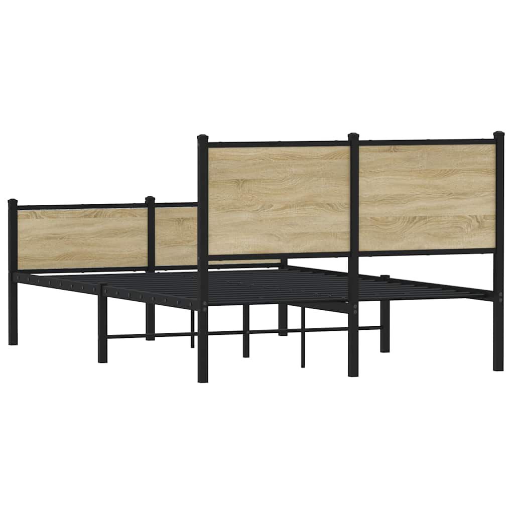 vidaXL Σκελετός Κρεβ. Χωρίς Στρώμα Sonoma Δρυς 140x200 εκ. Μεταλλικό