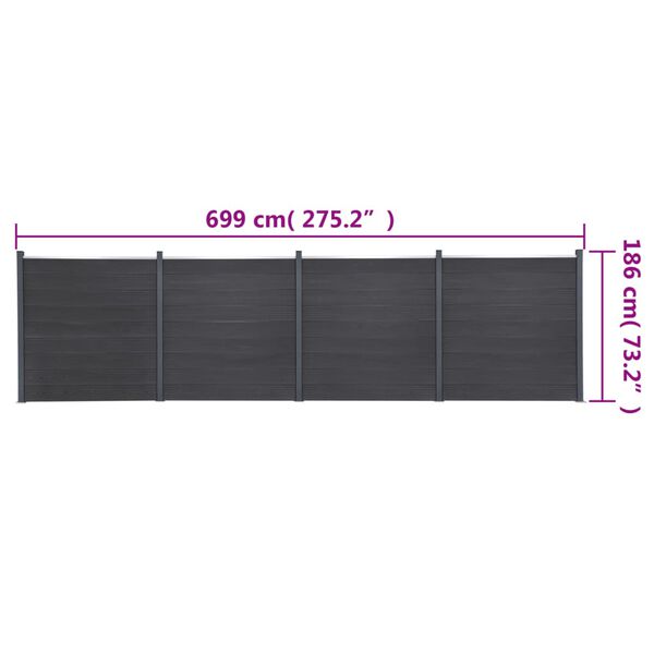 vidaXL Σετ Πάνελ Περίφραξης Γκρι 699 x 186 εκ. από WPC
