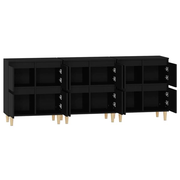vidaXL Ντουλάπια 3 τεμ. Μαύρα 60x35x70 εκ. Επεξεργασμένο Ξύλο