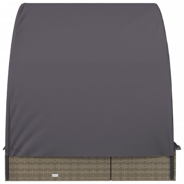 vidaXL Ξαπλώστρα 2 Ατόμων Στρογγ. Οροφή Γκρι 211x112x140εκ Συνθ. Ρατάν
