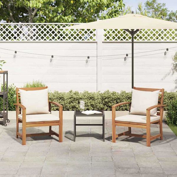 vidaXL Καρέκλες Κήπου 2 pcs Φυσικό 60 x 65 x 76.5 εκ Μασίφ ξύλο teak