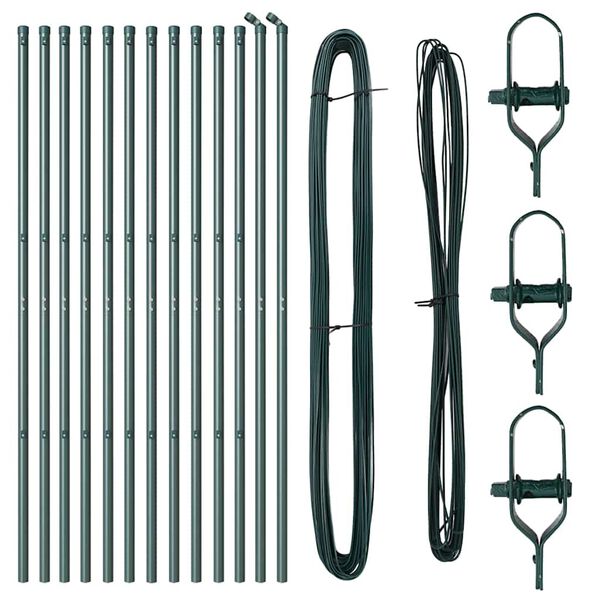 vidaXL Πό posts φράχτη 13 pcs Πράσινο Ø32mm 150 εκ