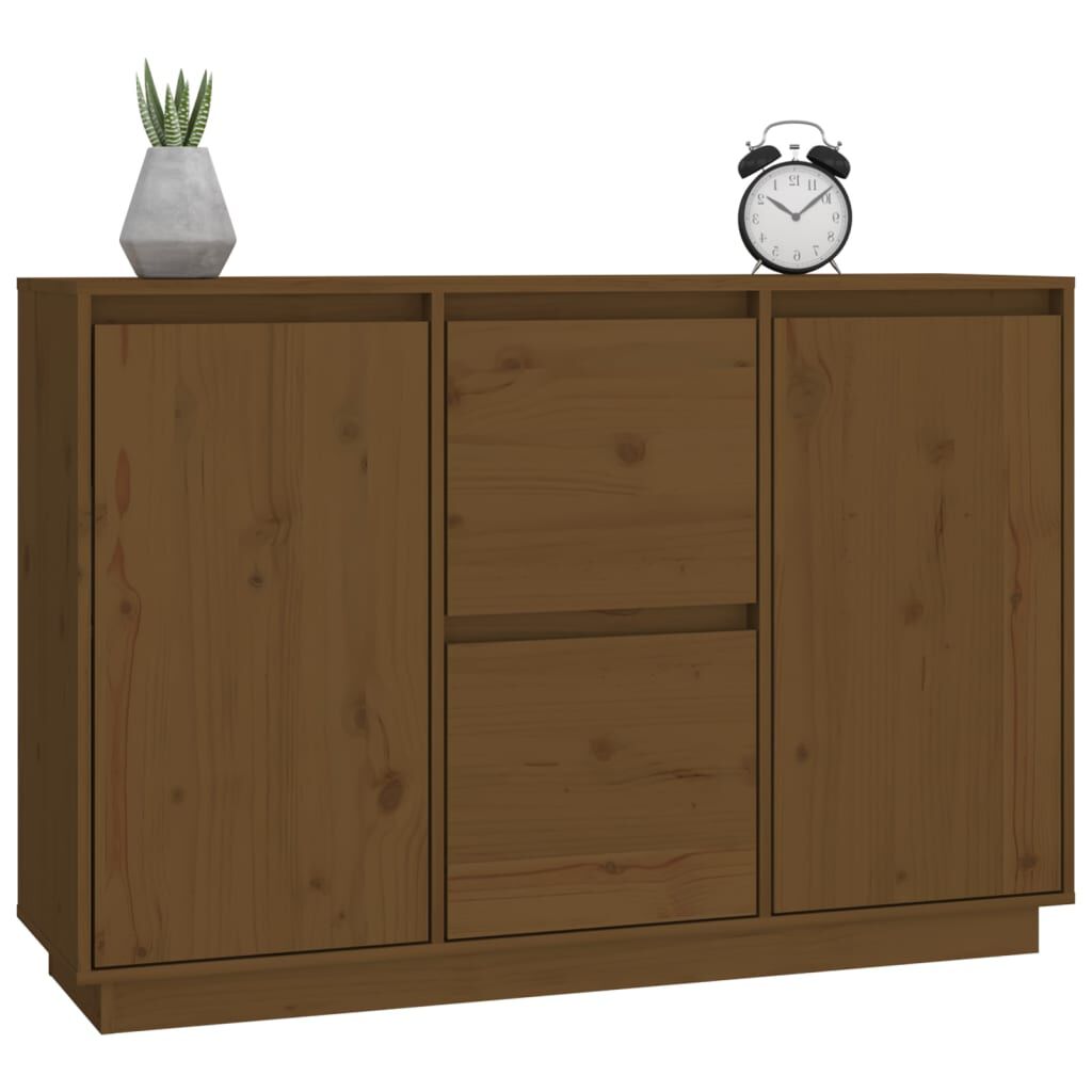 vidaXL Ντουλάπι Καφέ Μελί 111x34x75 εκ. από Μασίφ Ξύλο Πεύκου