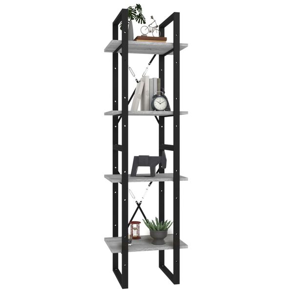 vidaXL Βιβλιοθήκη με 4 Ράφια Γκρι Sonoma 40x30x140 εκ. Επεξεργ. Ξύλο