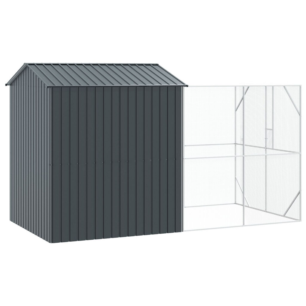 Kλουβί πουλιών vidaXL με επέκταση Ανθρακί 210x421x247 εκ Ατσάλι