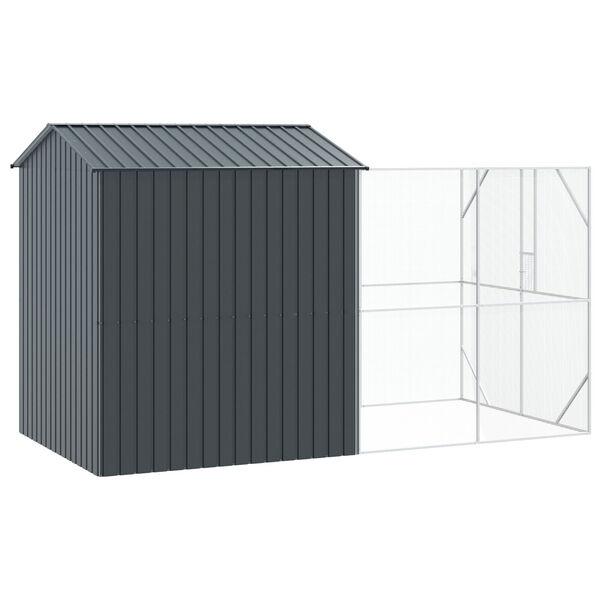 Kλουβί πουλιών vidaXL με επέκταση Ανθρακί 210x421x247 εκ Ατσάλι