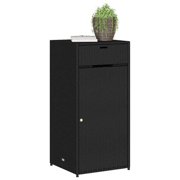 vidaXL Ντουλάπι Αποθήκευσης Κήπου Μαύρο 55x55x111 εκ. από Συνθ. Ρατάν