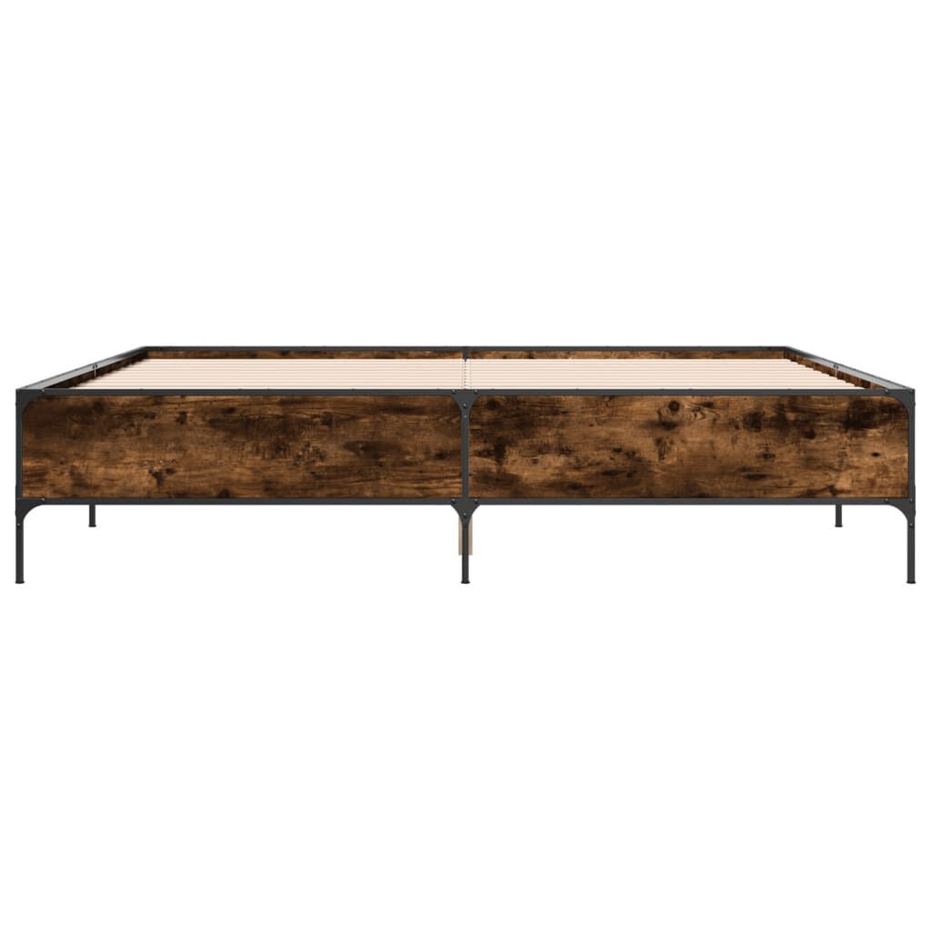 vidaXL Πλαίσιο Κρεβατιού Καπνιστή Δρυς 180x200εκ. Επεξ. Ξύλο & Μέταλλο