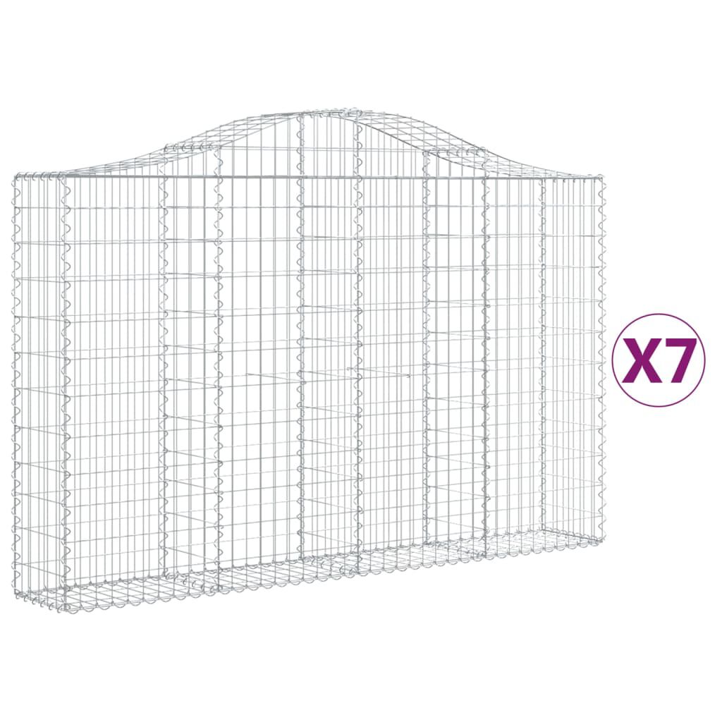 vidaXL Συρματοκιβώτια Τοξωτά 7 τεμ. 200x30x120/140 εκ. Γαλβαν. Ατσάλι
