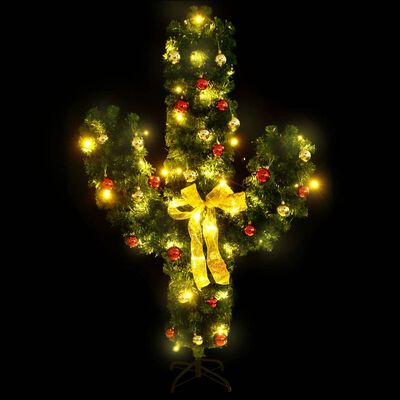 vidaXL Κάκτος Χριστουγεννιάτικος LED Πράσινος 150 εκ. PVC με Βάση
