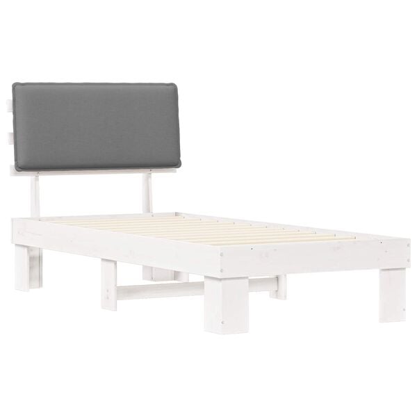 vidaXL Σκελετός Κρεβατιού με Επενδεδυμένο Κεφαλάρι Ανοιχτό γκρι