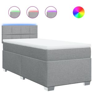 vidaXL Κρεβάτι Boxspring με Στρώμα Ανοιχτό Γκρι 80x200 εκ. Υφασμάτινο