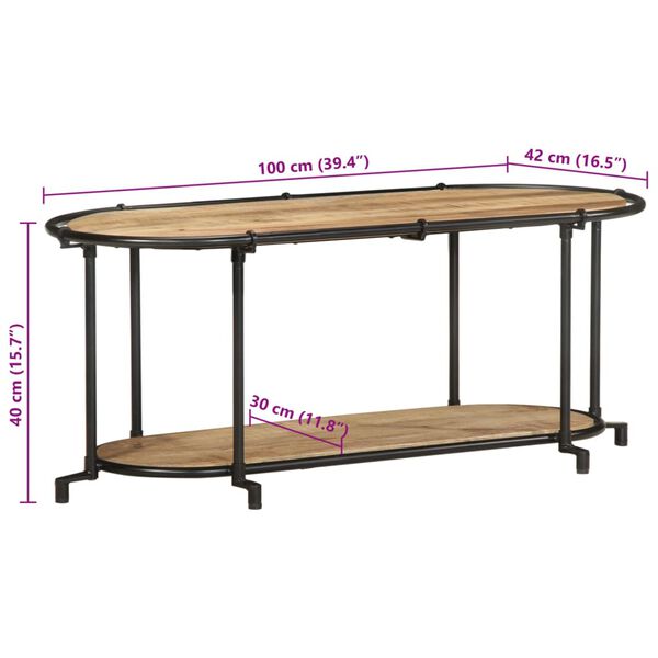 vidaXL Έπιπλο Τηλεόρασης 100x42x40 εκ. Μασίφ Ακατέργ. Ξύλο Μάνγκο