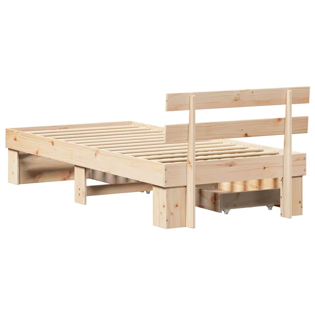 vidaXL Σκελετός Κρεβατιού Καφέ 90 x 200 cm Μασίφ ξύλο πεύκου