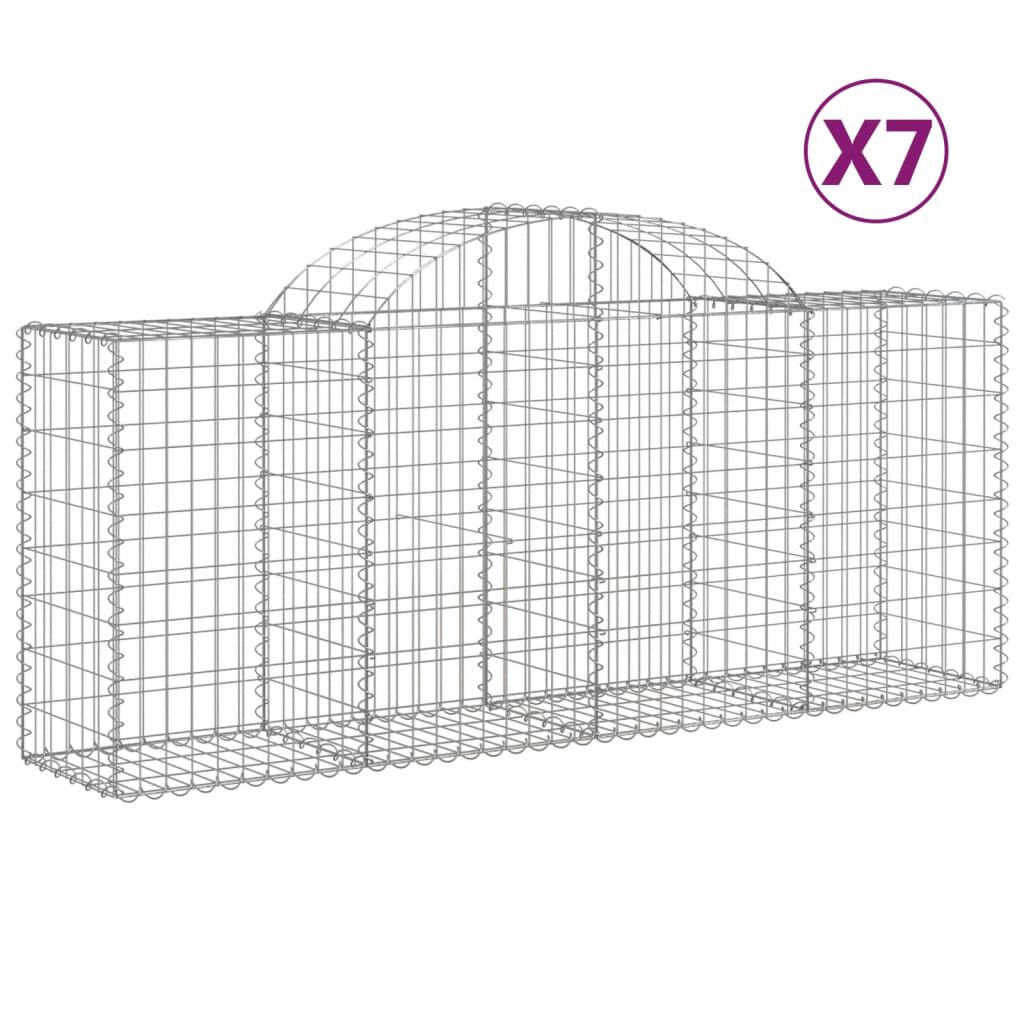 vidaXL Συρματοκιβώτια Τοξωτά 7 τεμ. 200x50x80/100 εκ. Γαλβαν. Ατσάλι