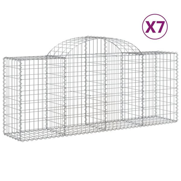 vidaXL Συρματοκιβώτια Τοξωτά 7 τεμ. 200x50x80/100 εκ. Γαλβαν. Ατσάλι