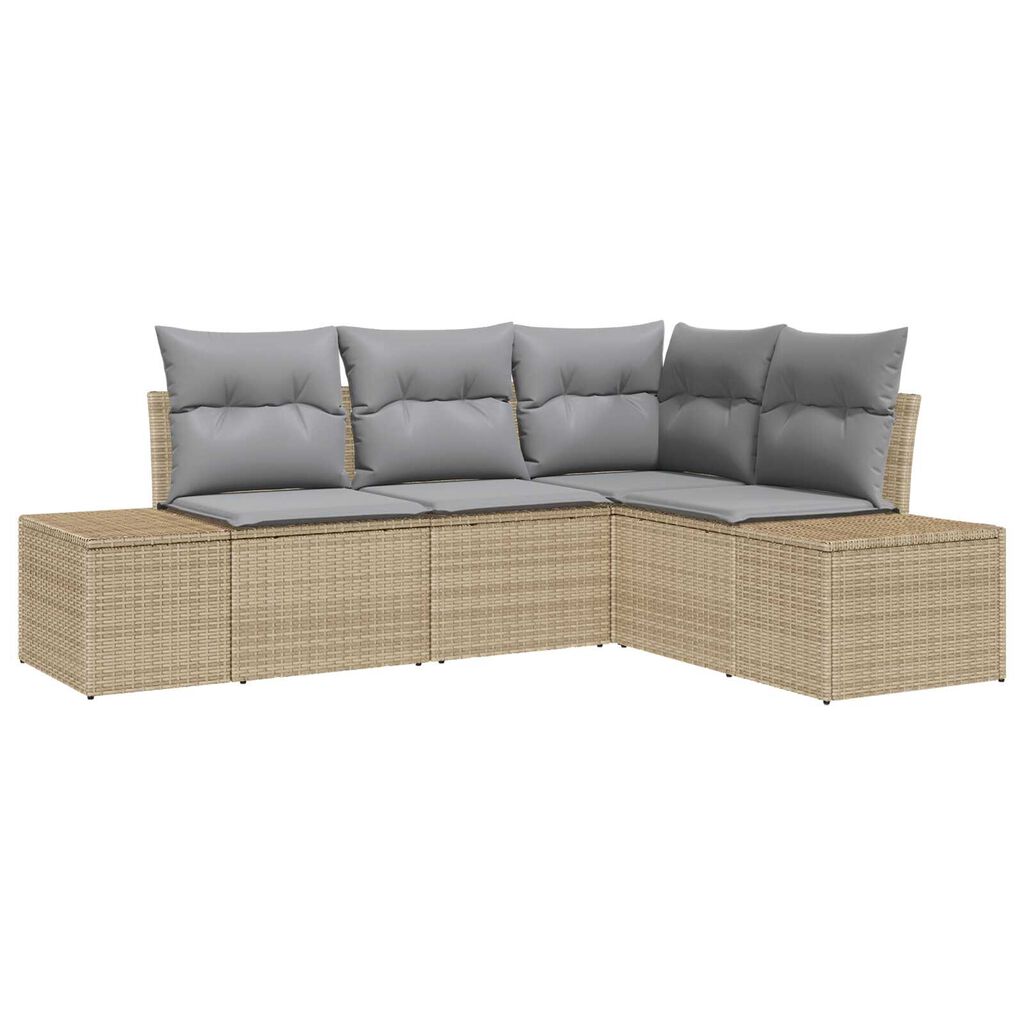 vidaXL Σετ Καναπέ Κήπου με μαξιλάρι 4 pcs Μπέζ και Ανοιχτό Γκρι