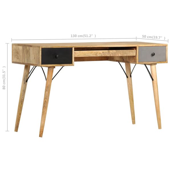 vidaXL Γραφείο με Συρτάρια 130 x 50 x 80 εκ. από Μασίφ Ξύλο Μάνγκο
