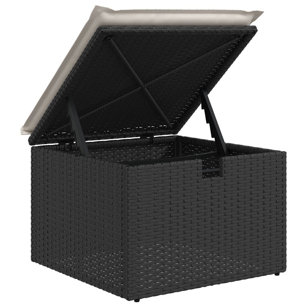 vidaXL Σετ κήπου 8 κομματιών με μαξιλάρια Black Poly Rattan