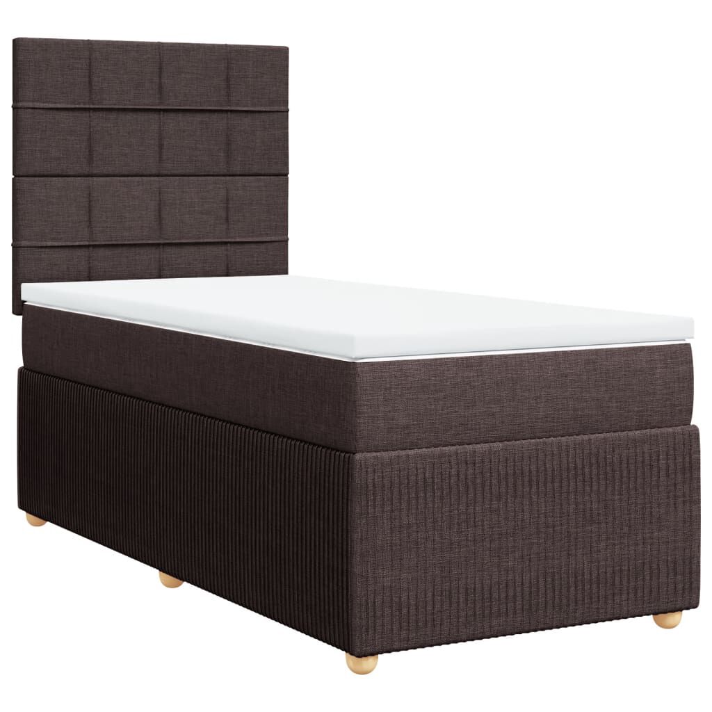 vidaXL Κρεβάτι Boxspring με Στρώμα Σκούρο Καφέ 100x200 εκ. Υφασμάτινο