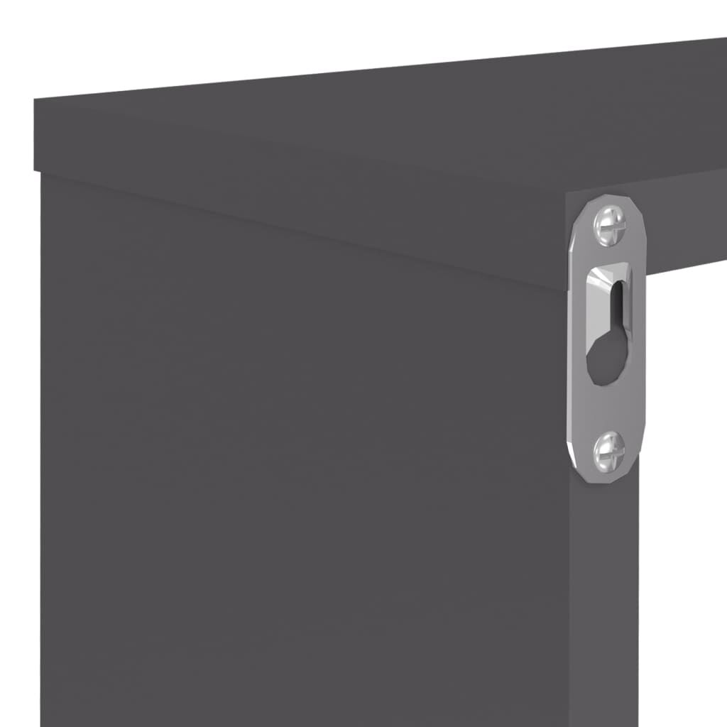vidaXL Ράφια Κύβοι Τοίχου 4 τεμ. Γυαλ. Γκρι 80x15x26,5 εκ. Μοριοσανίδα