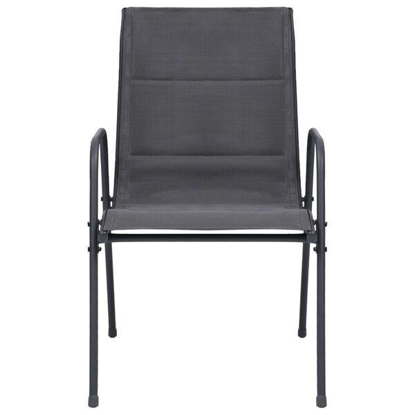 vidaXL Καρέκλες Κήπου Στοιβαζόμενες 4 τεμ. Ανθρακί Ατσάλι / Textilene
