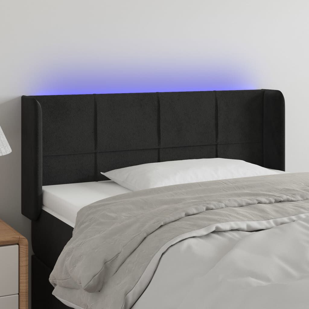 vidaXL Κεφαλάρι Κρεβατιού LED Μαύρο 103x16x78/88 εκ. Βελούδινο