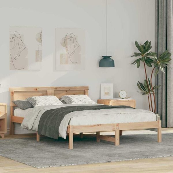 vidaXL Σκελετός Κρεβατιού Καφέ 120 x 190 cm Μασίφ ξύλο πεύκου