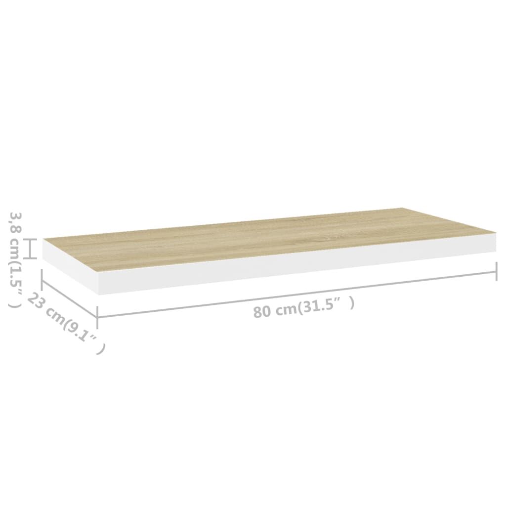 vidaXL Ράφια Τοίχου 2 τεμ. Δρυς/Λευκό 80x23,5x3,8 εκ. MDF