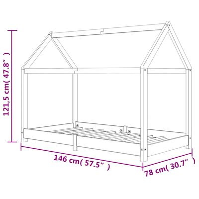 vidaXL Πλαίσιο Κρεβατιού Παιδικό Λευκό 70 x 140 εκ. Μασίφ Ξύλο Πεύκου