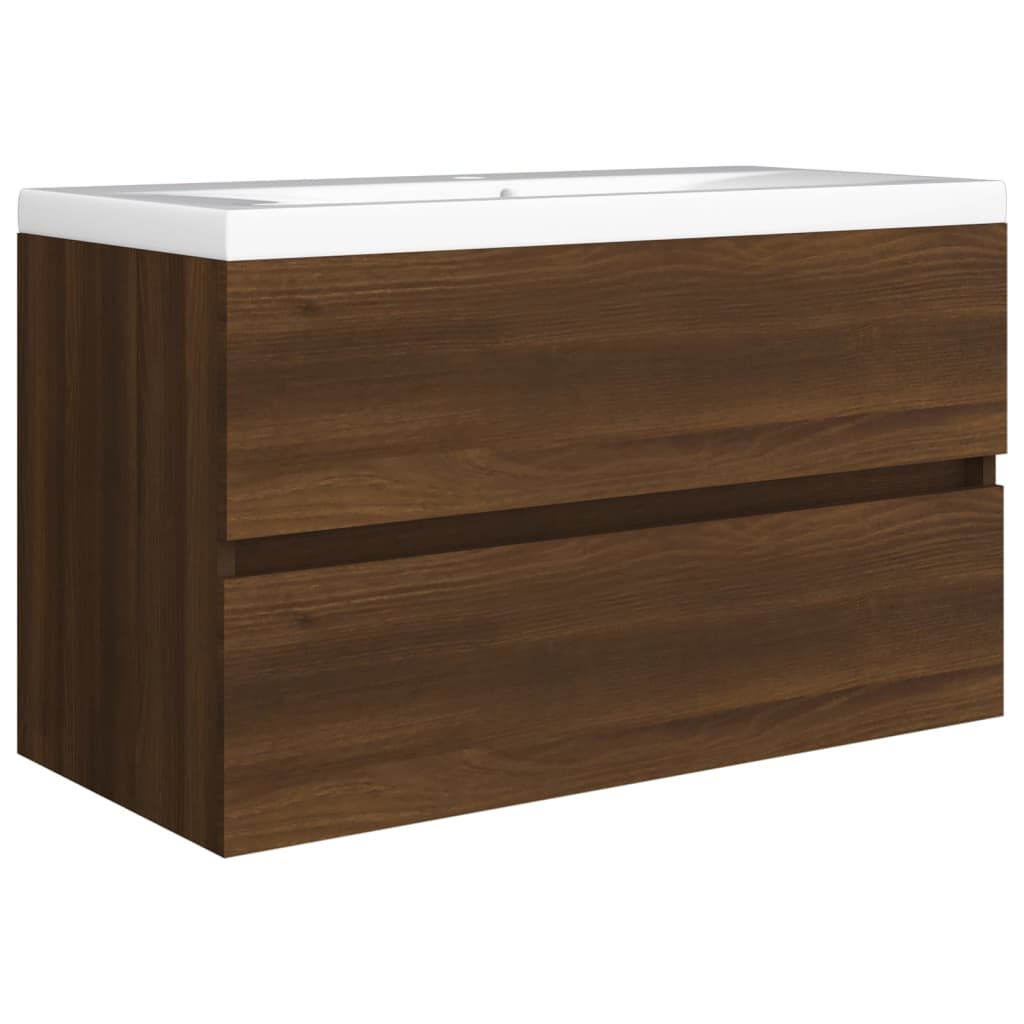 vidaXL Ντουλάπι Νιπτήρα Καφέ Δρυς 80x38,5x45 εκ. Επεξεργασμένο Ξύλο