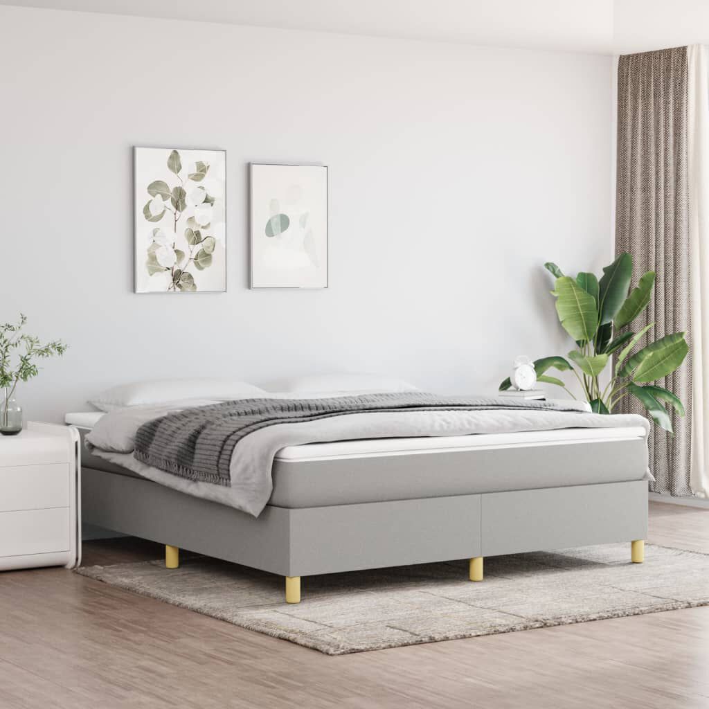 vidaXL Κρεβάτι Boxspring με Στρώμα Ανοιχτό Γκρι 180x200 εκ. Υφασμάτινο