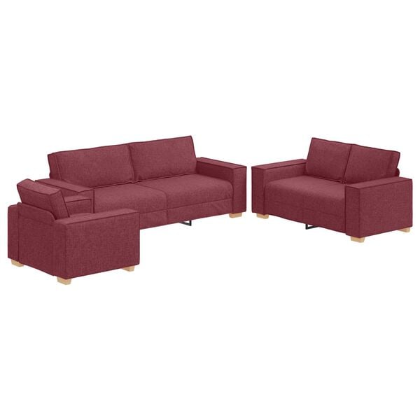 vidaXL Σετ Καναπέ με μαξιλάρι 3 pcs Κόκκινο 220 x 78 x 84 εκ. ύφασμα