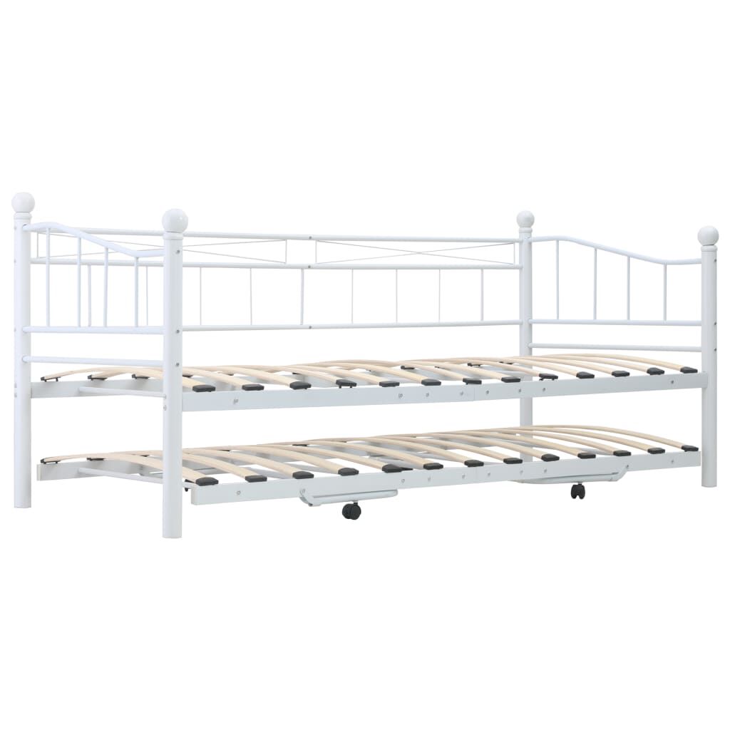 vidaXL Πλαίσιο Κρεβατιού Λευκό 180 x 200 / 90 x 200 εκ. Μεταλλικό