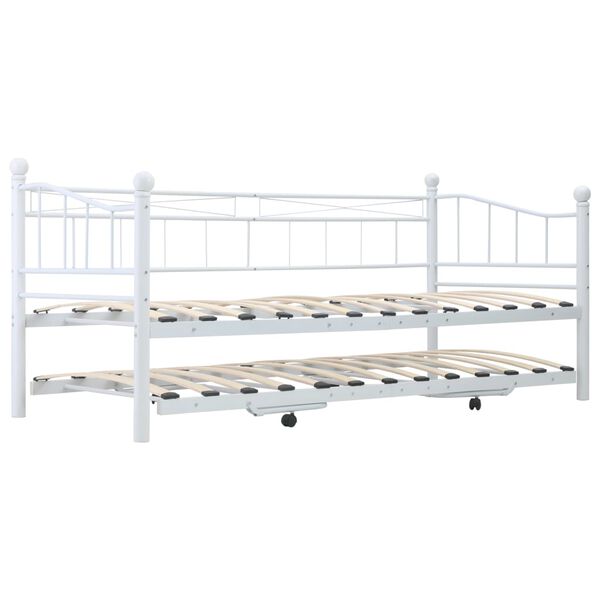 vidaXL Πλαίσιο Κρεβατιού Λευκό 180 x 200 / 90 x 200 εκ. Μεταλλικό