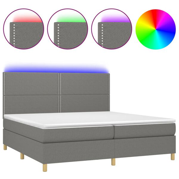 vidaXL &Kappa;&rho;&epsilon;&beta;ά&tau;&iota; Boxspring &mu;&epsilon; &Sigma;&tau;&rho;ώ&mu;&alpha; & LED &Sigma;&kappa;.&Gamma;&kappa;&rho;&iota; 200x200&epsilon;&kappa;. &Upsilon;&phi;&alpha;&sigma;&mu;ά&tau;&iota;&nu;&omicron;