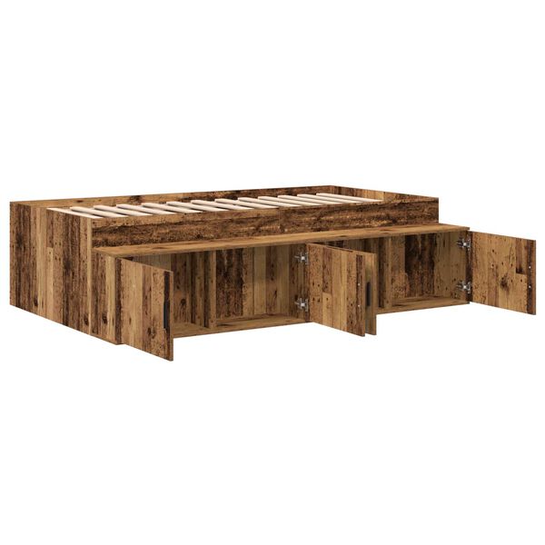 vidaXL Κρεβάτι αποθήκευσης Παλαιού Ξύλου 90x200 εκ.
