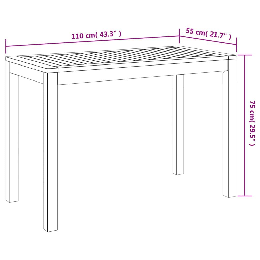vidaXL Τραπεζαρία Κήπου 110x55x75 εκ. Μασίφ Ξύλο Ακακίας
