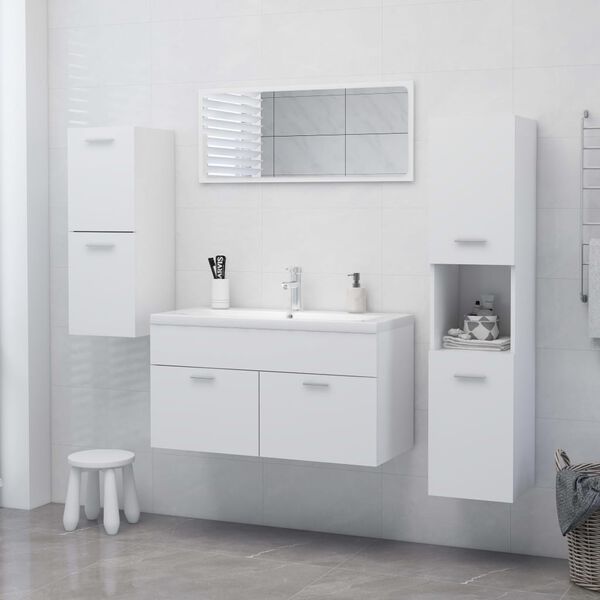 vidaXL Στήλη Μπάνιου Λευκή 30 x 30 x 130 εκ. από Επεξ. Ξύλο