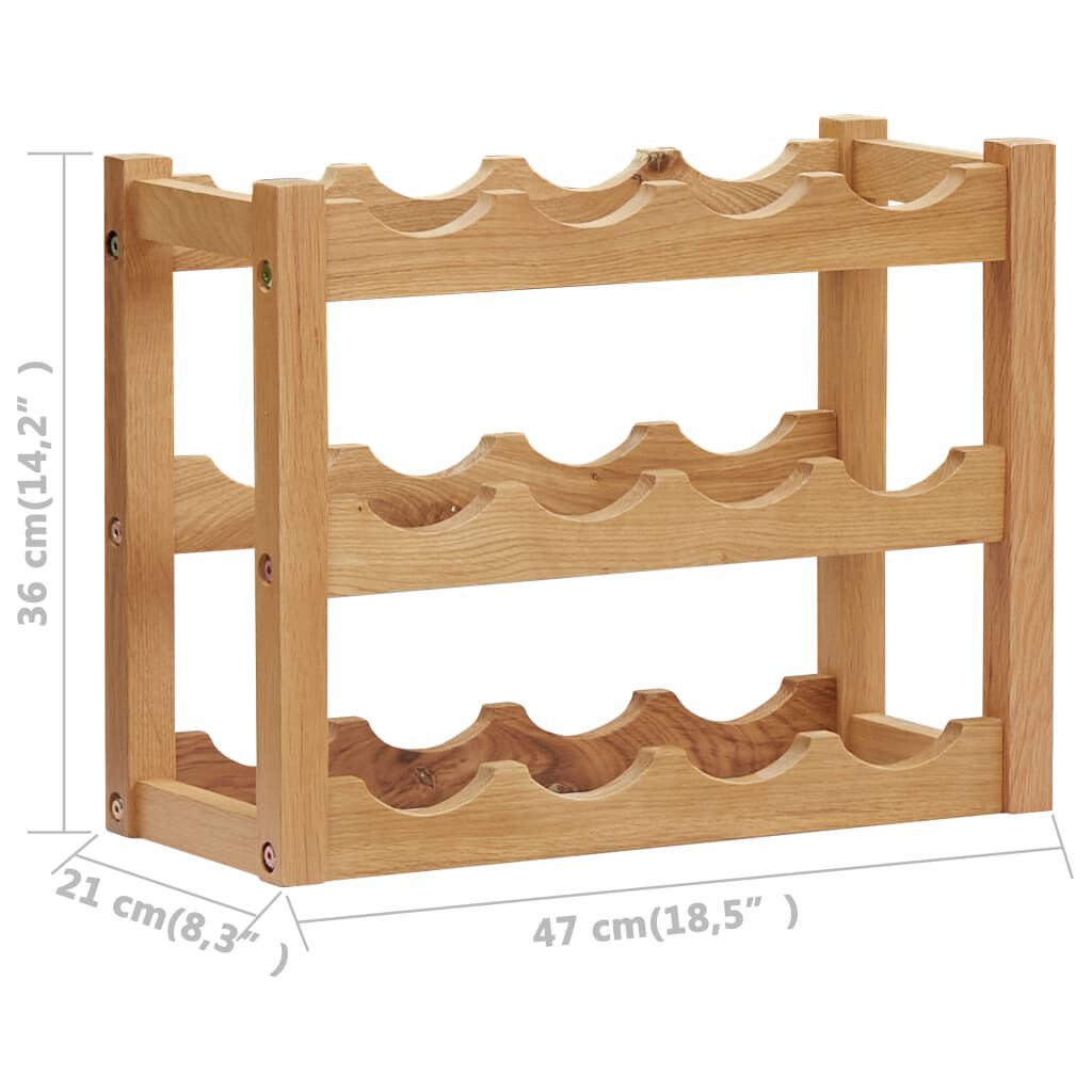 vidaXL Κάβα Κρασιών για 12 Φιάλες 47x21x36 εκ. από Μασίφ Ξύλο Δρυός