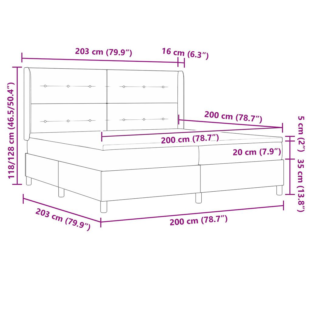 vidaXL Κρεβάτι Box Spring με Στρώμα Ανοιχτό Γκρι 200x200 εκ. Ύφασμα