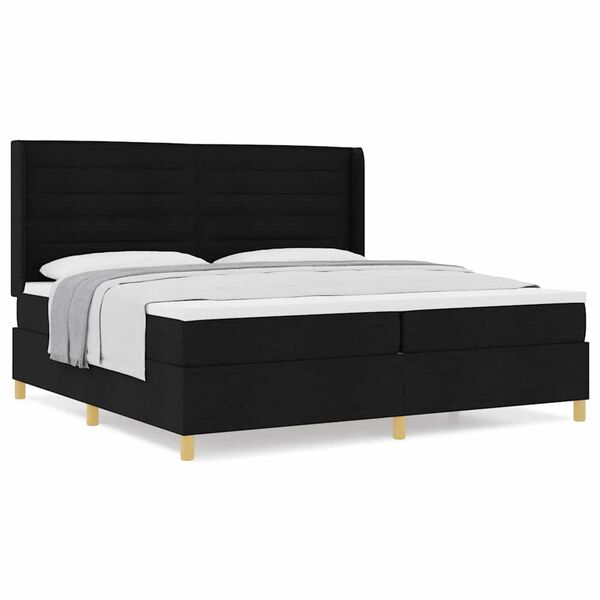 vidaXL Κρεβάτι με ελατήριο με στρώμα Μαύρο 200 x 200 cm ύφασμα