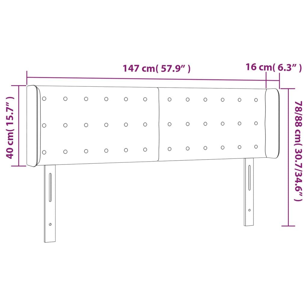 vidaXL Κεφαλάρι με Πτερύγια Σκούρο Γκρι 147x16x78/88 εκ. Βελούδινο