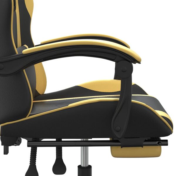 vidaXL Καρέκλα Gaming Μασάζ Υποπόδιο Μαύρο/Χρυσό από Συνθετικό Δέρμα