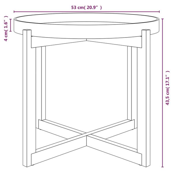 vidaXL Τραπεζάκι Σαλονιού Λευκό 53x53x43,5 εκ. Επεξ. Ξύλο&Μασίφ Πεύκο