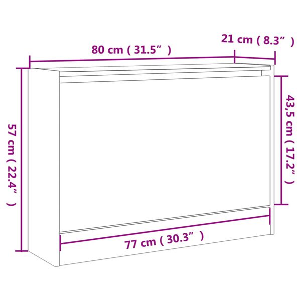 vidaXL Παπουτσοθήκη Μαύρη 80x21x57 εκ. από Επεξεργασμένο Ξύλο