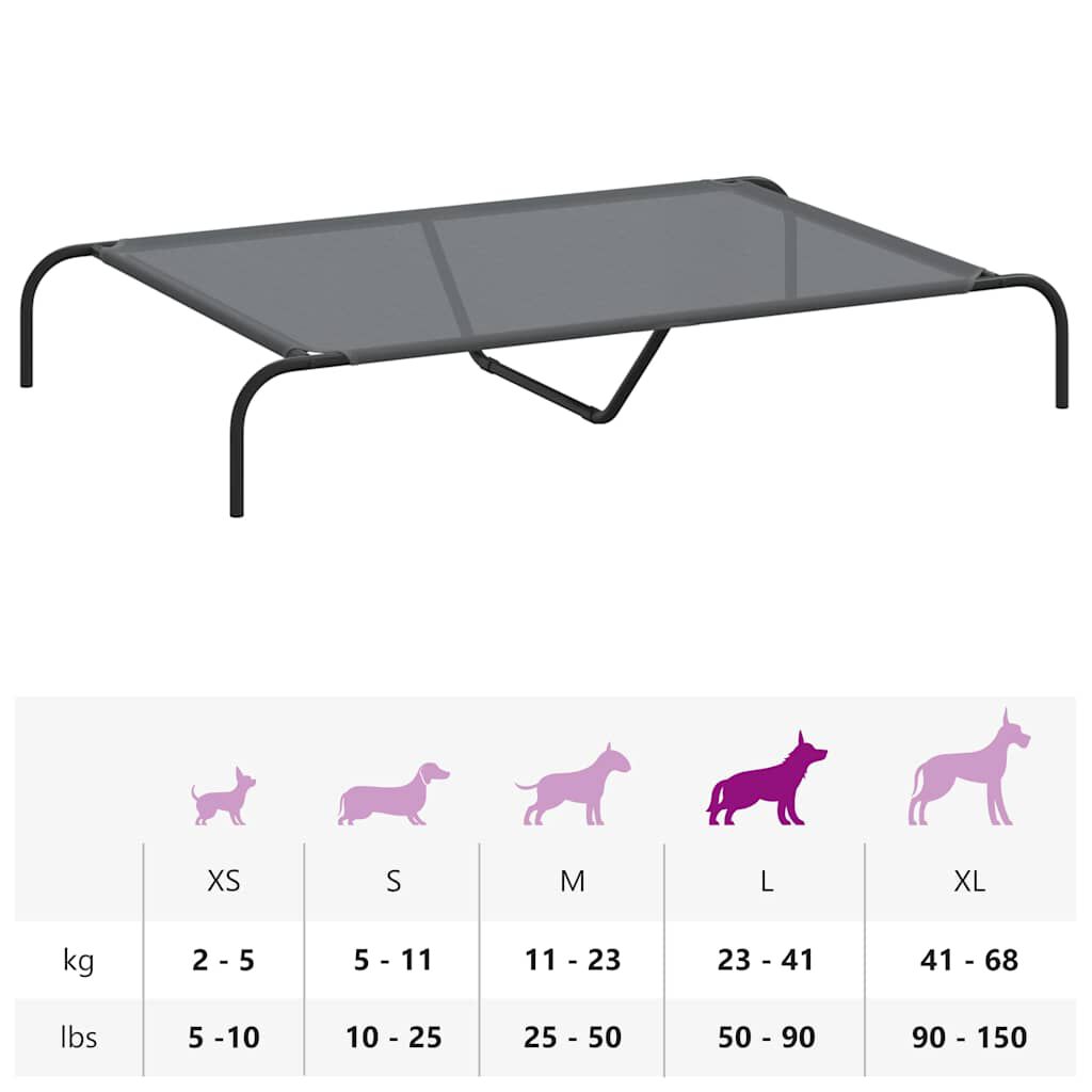 vidaXL Ανυψωμένο κρεβάτι σκύλου γκρι 130x80x20 cm Textilene και χάλυβα
