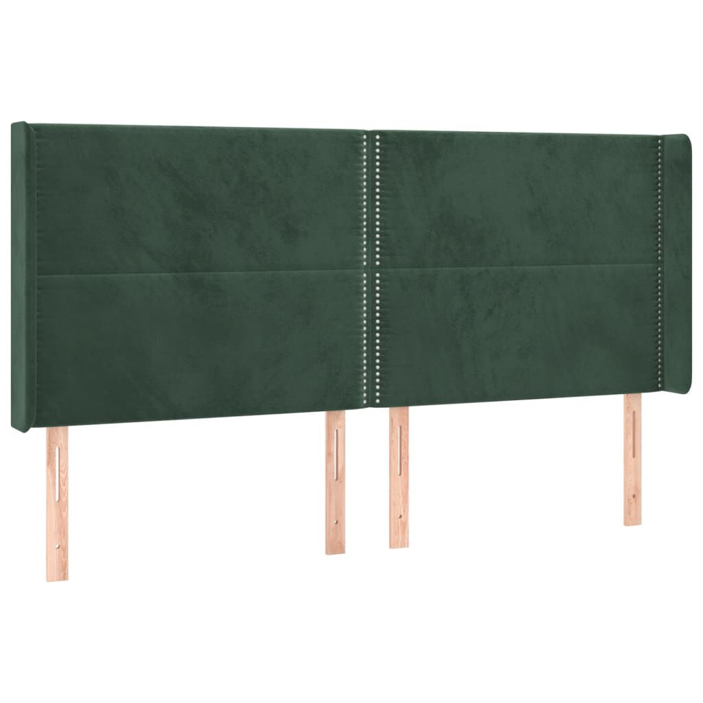 vidaXL Κρεβάτι Boxspring με Στρώμα & LED Σκ. Πράσινο 180x200εκ Βελούδο